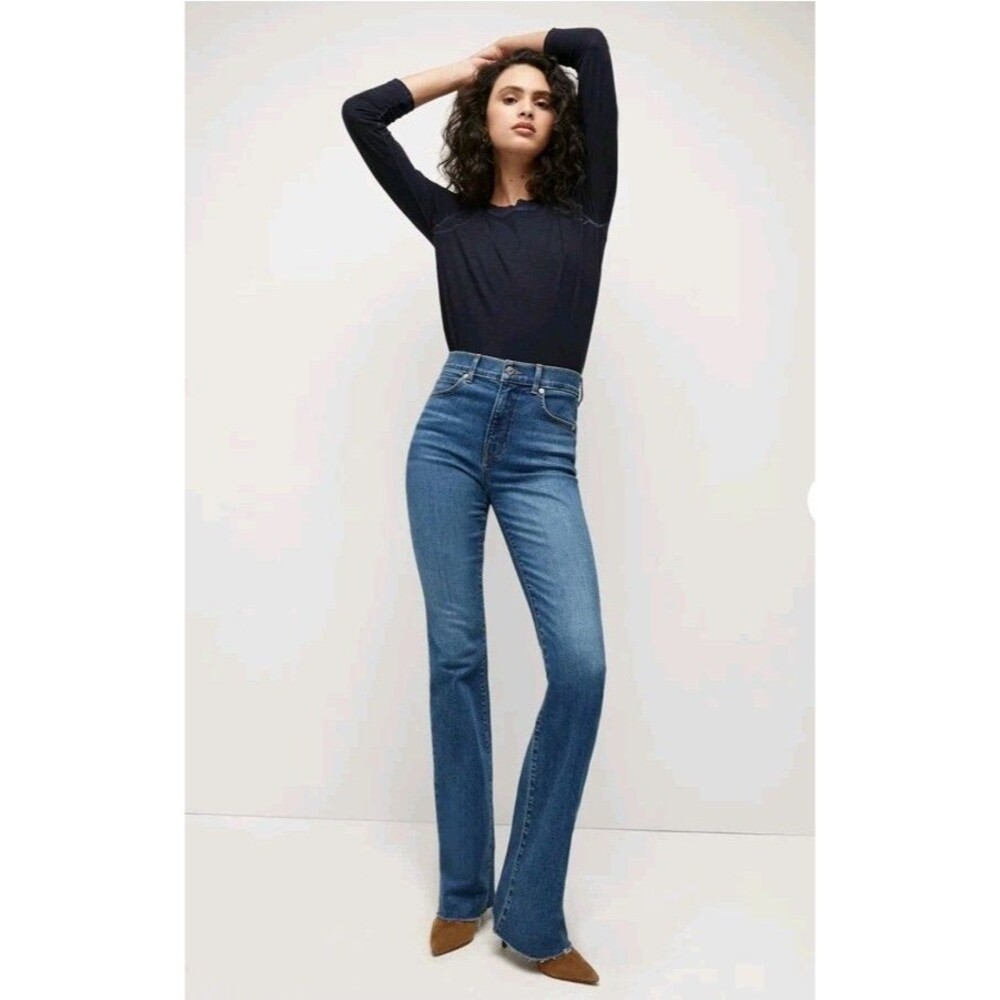 Veronica Beard Cameron Raw Hem Bootcut Jean in Serendipity Blue sz 27
